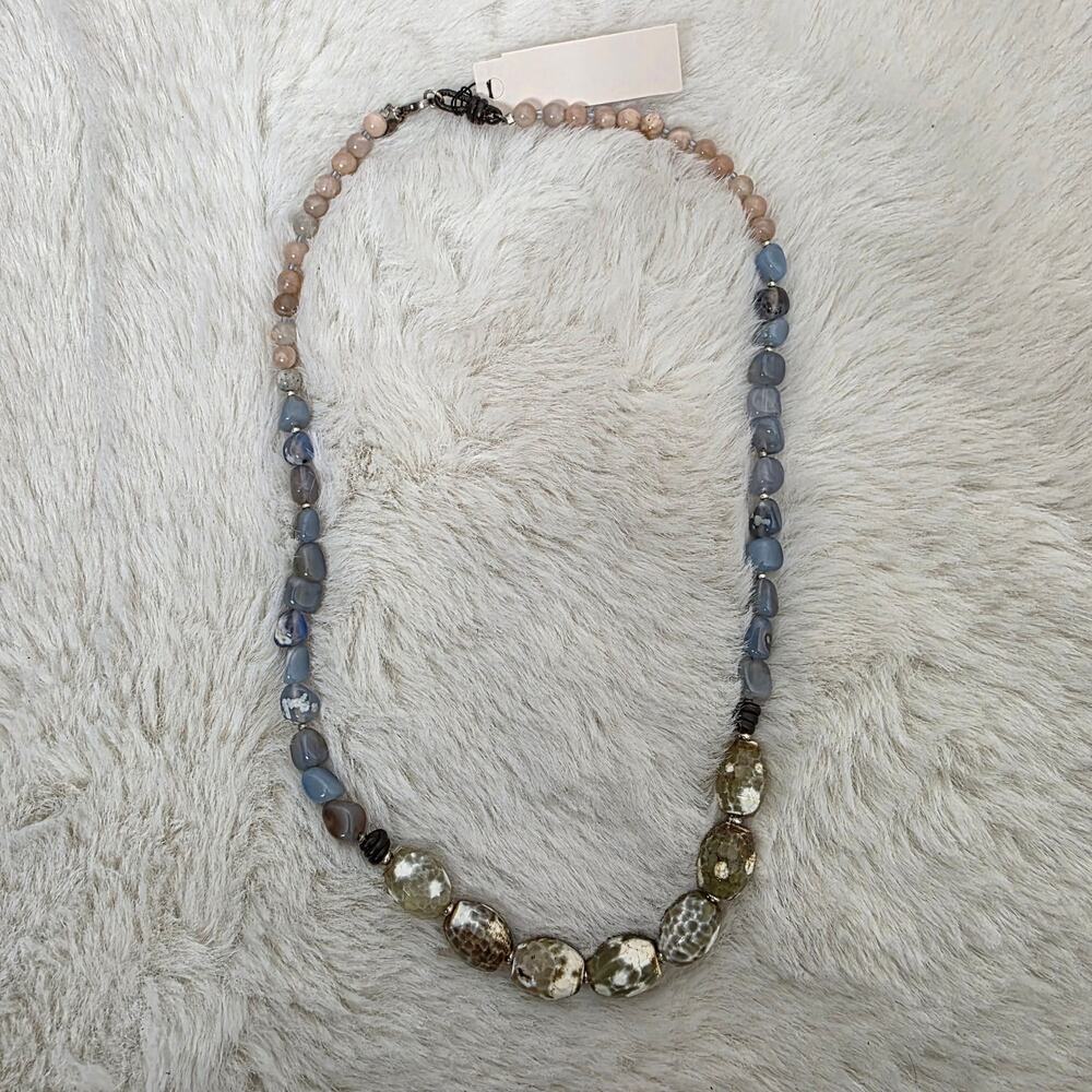 Peyote Bird Free Spirit Sterling Silver Mixed Gemstone Beaded Necklace NEW